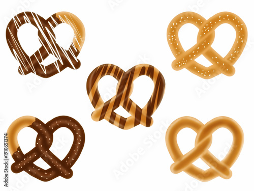 Sweet dan cute pretzel icon set