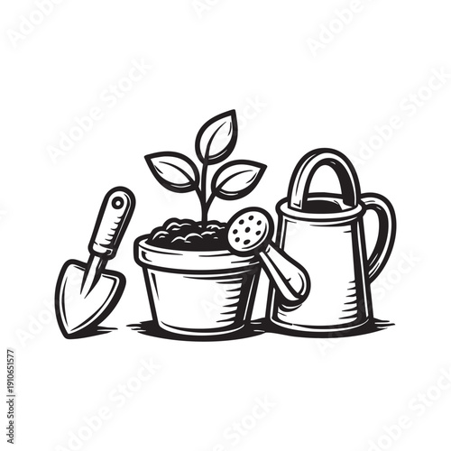 Gardening tools icon vector illustration