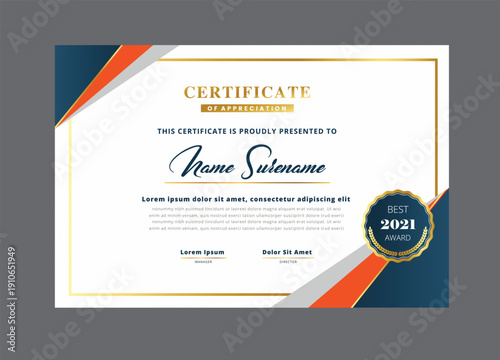 A Certificate of Appreciation Template with Modern Design Elements