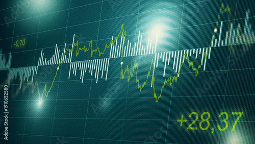 Foto Stock market chart shows price changes over time with positive growth displayed
