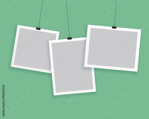 hanging photo frames in different sizes background