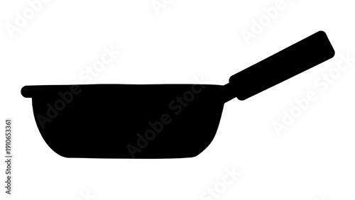 Modern kitchen frying pan icon depicting professional cookware for culinary and restaurant branding isolated on transparent background.