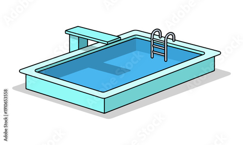 Swimming Pool Isometric Vector Illustration with Diving Board