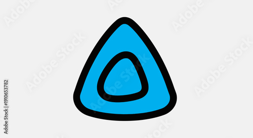 Geometric shape illustration featuring a blue triangle with nested outlines and simple design, viewed directly