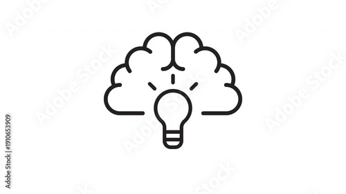 Animated Brain Idea Lightbulb Icon Loop
