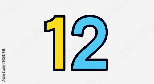 A colorful illustration of the number 12 with bold font styles