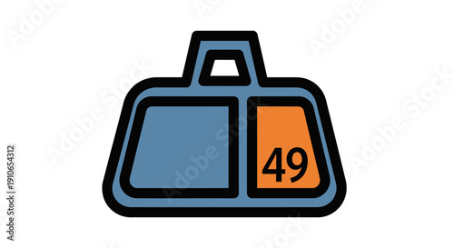 Weight measurement illustration featuring a scale with a prominent number 49 display in a simple graphic style