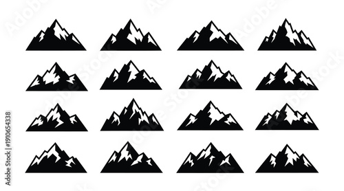 Rugged Mountain Peak Silhouettes for Outdoor Branding