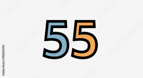 The number 55 displayed prominently in a modern graphic illustration style with bold typography and contrasting colors