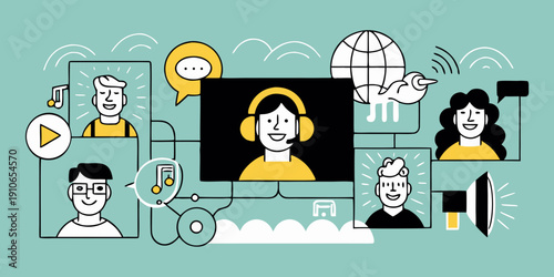 People connecting through video conferencing and digital communication platforms