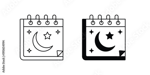 Ramadan set icon with white background vector stock illustration
