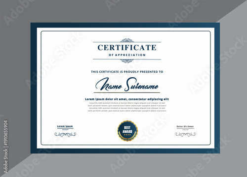 Certificate of Appreciation Template with Elegant Design and Best Award