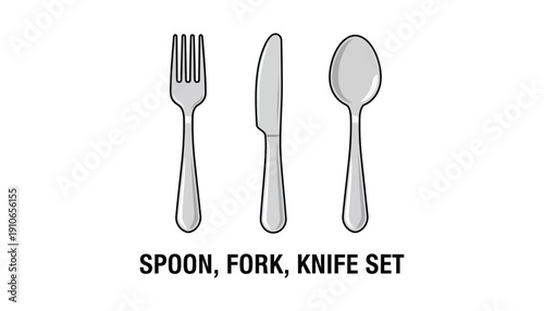 Fork Spoon and Knife Cutlery Vector Isolated on White