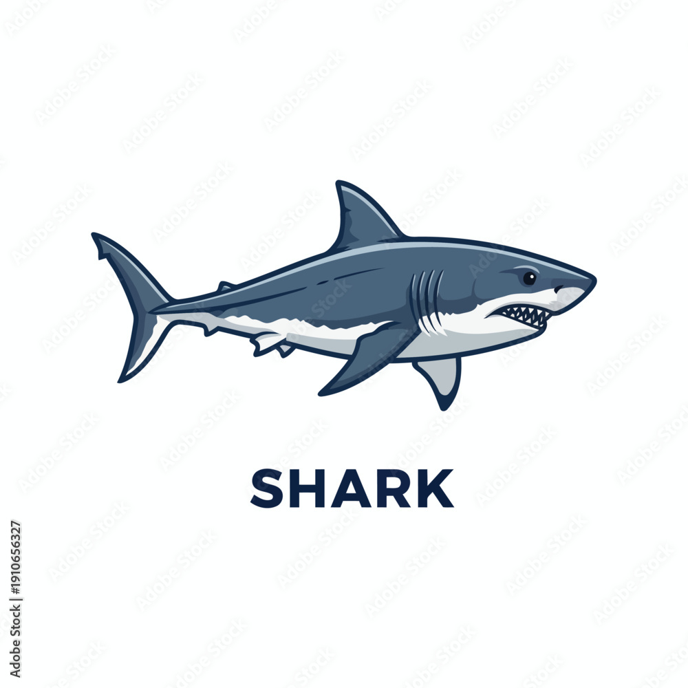 Obraz premium Fierce Shark Cartoon Vector Art