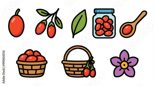 goji berries in various forms and containers