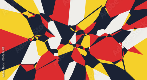 Abstract Geometric Shattered Pattern Red Yellow Blue.