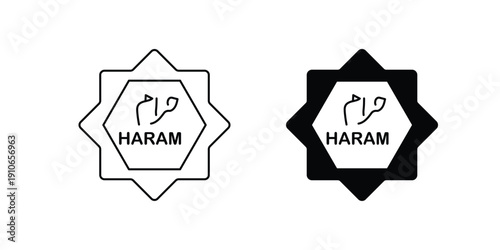 Haram set icon with white background vector stock illustration