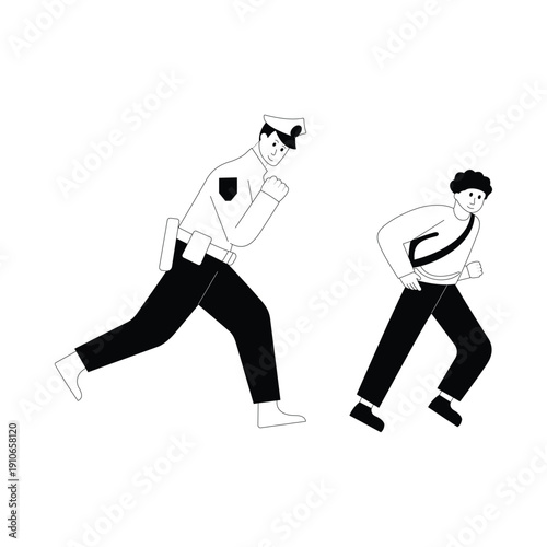 Chasing A Fleeing Suspect Vector illustration. EPS 10 file			