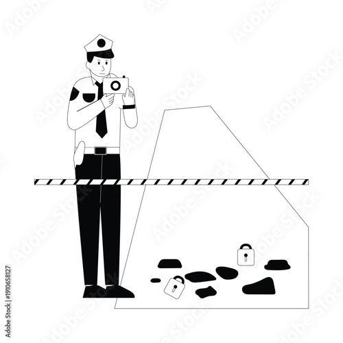 Camera At A Crime Scene Vector illustration. EPS 10 file			