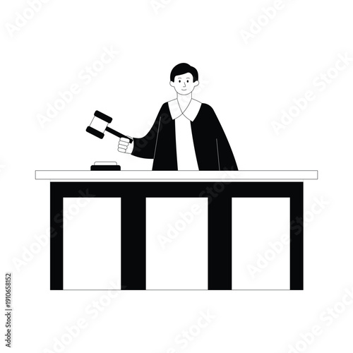 Striking A Gavel Vector illustration. EPS 10 file			