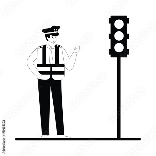 Directing Traffic Vector illustration. EPS 10 file			