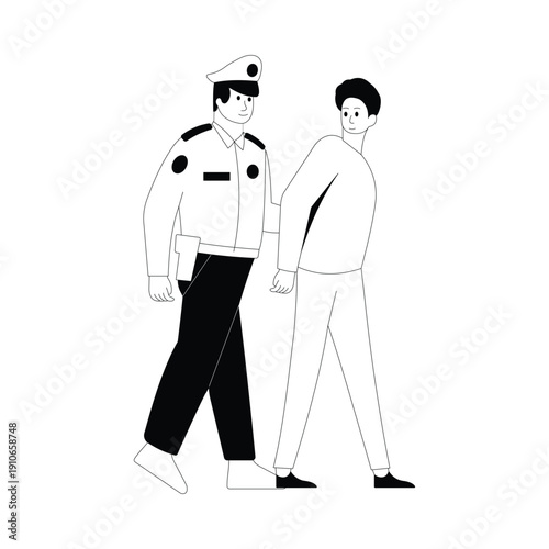 Escorting Suspect Vector illustration. EPS 10 file			