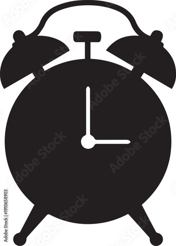 Bild auf Leinwand Simple black alarm clock icon with white hands on plain background