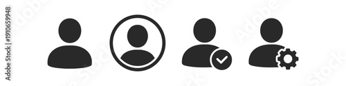 Collection of user profile icons representing different account statuses and actions