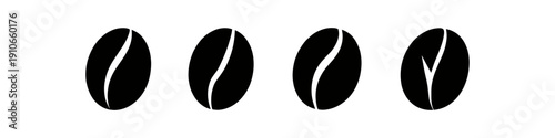 Four black coffee bean icons arranged in a row on a white background