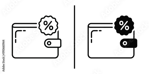 Wallet Discount Icon with Percentage Symbol for Savings and Cashback Rewards.