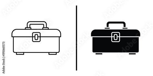 Toolbox Icon Set Vector Line Art and Glyph Silhouette for Repair and Construction.