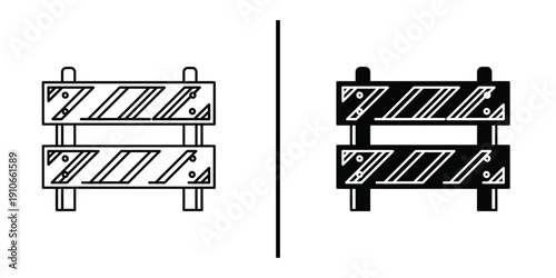 Traffic Road Barrier Construction Blockade Vector Icon for Safety Warning.