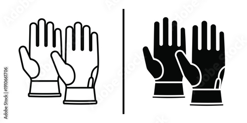 Industrial Safety Work Gloves Vector Icon for Hand Protection and Manual Labor.