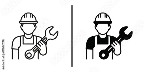 Handyman Service Repairman with Wrench Vector Icon for Plumbing and Technical Support.