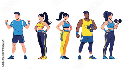 Diverse group of athletic people exercising and maintaining a healthy lifestyle