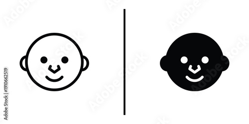 Simple Baby Face Avatar Vector Icon for Infant Care and Toddler Products Branding