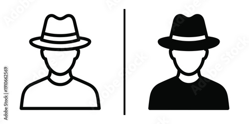 Anonymous User with Hat Vector Icon for Incognito Mode Privacy and Spy Concept