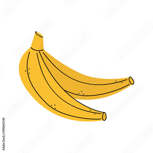 Bunch of yellow bananas, healthy tropical fruit snack illustration