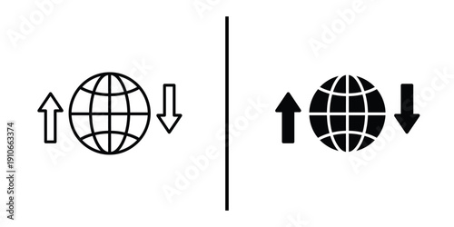 Global Trend and World Exchange Icon Set Vector Line and Silhouette
