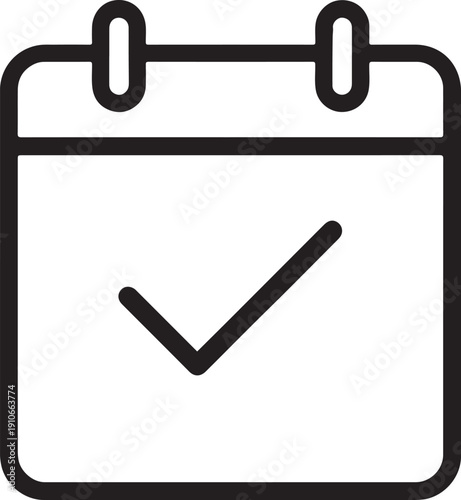 Calendar with checkmark for scheduled tasks and business project deadline