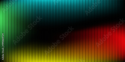 A stunning abstract image showcasing a vibrant spectrum of colors, including blue, green, yellow, and red, forming a dynamic wave pattern against a dark background.
