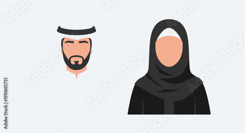 Man and Woman in Traditional Middle Eastern Attire.