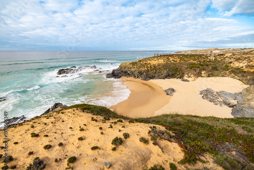 Fotografia praia do malhao portugal shrubland west europe wilderness