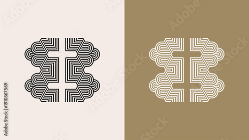 Modern Abstract Brain Line Icon Vector Template for Psychology Consulting and Creativity Business