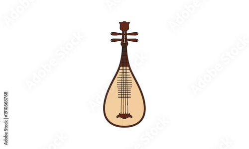Traditional Chinese Pipa Lute Music Instrument Vector Icon