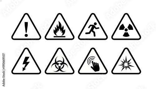 Warning Signs for Various Hazards and Dangers.