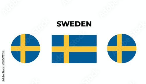 Sweden flag icon in rectangular and circular shapes.