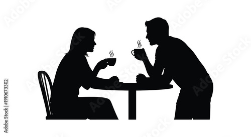 A couple enjoys a quiet moment together at a table sharing coffee and conversation a striking silhouette high quality professional detailed