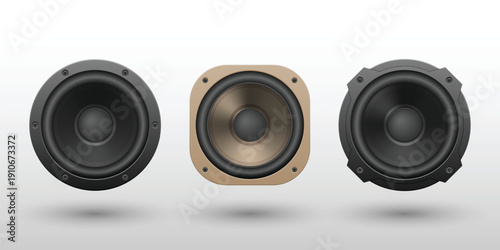 Three car speakers with different designs and features