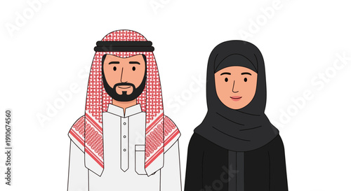 Middle Eastern Couple Traditional Clothing.